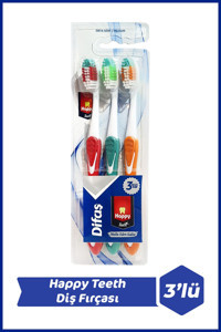 Happy Teeth Orta Manuel Yetişkin Diş Fırçası Çok Renkli 2+1