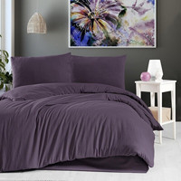 Schafer Gofre Soft Pamuk 160x220 cm Çarşaflı Düz Renk Tek Kişilik Nevresim Takımı Mürdüm