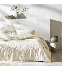 Taç REBORN RANFORCE Pamuk 160x220 cm Çarşaflı Çiçekli Tek Kişilik Nevresim Takımı Krem