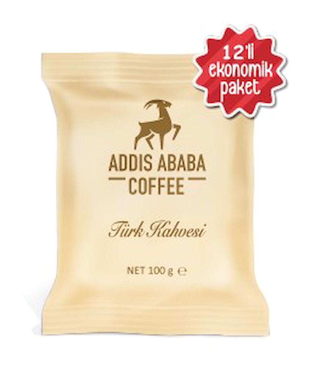 Addis Ababa Coffee Sade Orta Kavrulmuş Türk Kahvesi 12x100 gr
