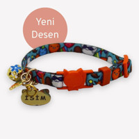 Caramelos İsimli Çok Renkli Ayarlanabilir Gezdirme Boyun Kedi Tasması