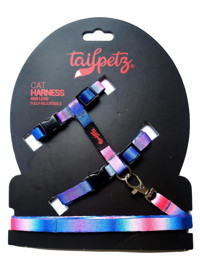 Tailpetz Cat Harnes Bavel Çok Renkli Ayarlanabilir Gezdirme Göğüs Kedi Tasması