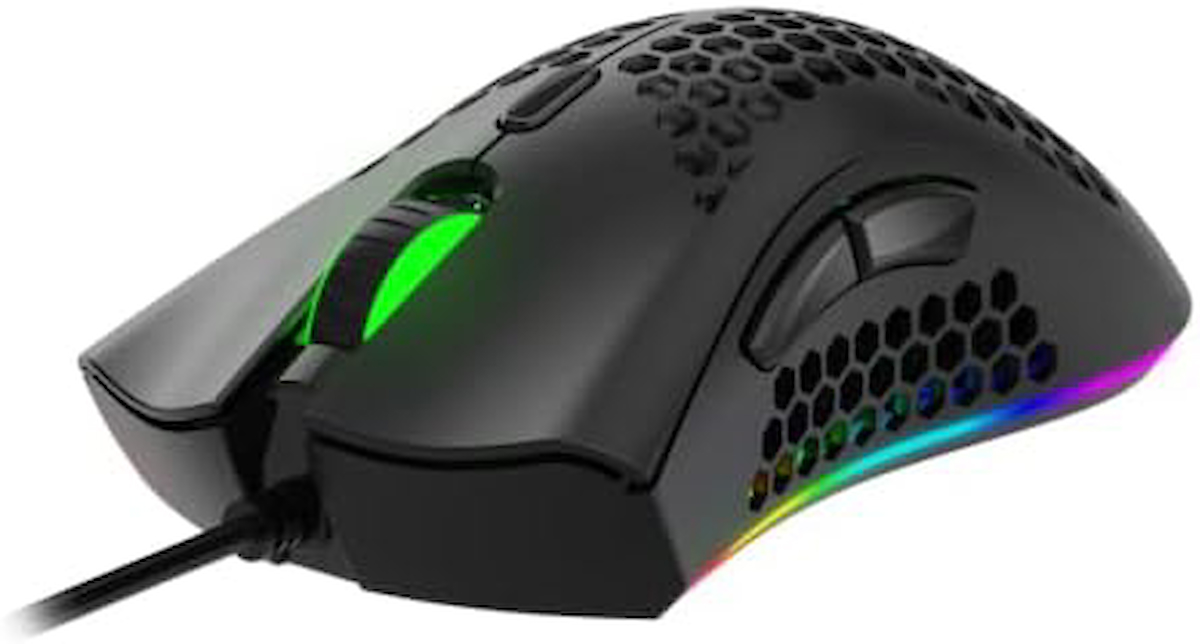 Senon Zore Sarepo GT-120 RGB Yatay Makrolu Kablolu Siyah Optik Gaming Mouse
