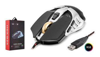 Novator HDXG26 RGB Yatay Makrolu Kablolu Gri-Siyah Optik Gaming Mouse