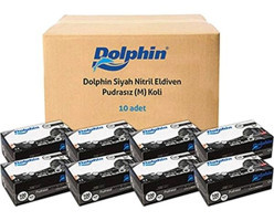 Dolphin Pudrasız Siyah Medium Temizlik Eldiveni 10 Paket Siyah
