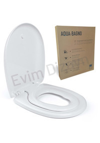 Aqua Bagno Junior Üstten Sıkmalı Yavaş Kapanan Beyaz Oval Klozet Kapağı