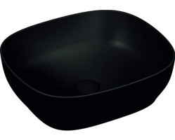 Vitra Outline Tekli 48 cm Seramik Tezgah Üstü Kare Lavabo Mat Siyah
