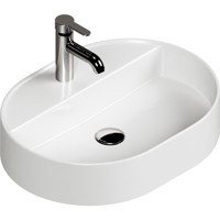 Aqua Bagno Bianzo Tekli 42 cm Seramik Tezgah Üstü Oval Lavabo Beyaz