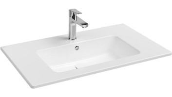 Isvea Sistemat Flat 10Sl51081 Klasik Tekli 81 cm Seramik Tezgah Üstü Dikdörtgen Lavabo Beyaz