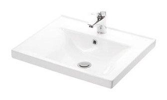 Lapino Sava Klasik Tekli 55 cm Porselen Tezgah Üstü Dikdörtgen Lavabo Beyaz