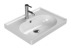 Turkuaz Cerastyle Arya Klasik Tekli 60 cm Seramik Tezgah Altı Dikdörtgen Lavabo Beyaz