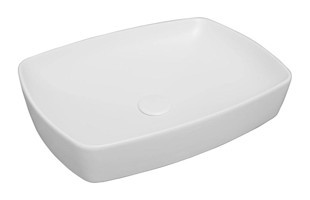 Serel 1633dxl010h Klasik Tekli 44 cm Seramik Tezgah Üstü Dikdörtgen Lavabo Mat Beyaz