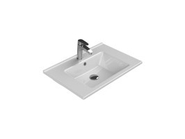 Turkuaz Cerastyle Arte Klasik Tekli 65 cm Seramik Tezgah Altı Dikdörtgen Lavabo Beyaz