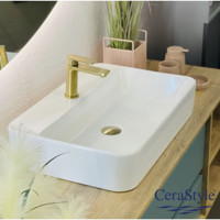 Turkuaz Cerastyle Hera 078600-U Klasik Tekli 60 cm Seramik Tezgah Üstü Çanak Lavabo Beyaz