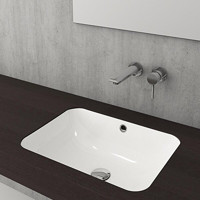 Bocchi Scala 1006-001-0125 Klasik Tekli 55 cm Seramik Tezgah Altı Dikdörtgen Lavabo Parlak Beyaz
