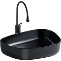 Lena E-2107S Tekli 14 cm Porselen Tezgah Üstü Asimetrik Lavabo Siyah