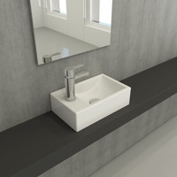 Bocchi Milano Dar Sol 1418-001-0126 Klasik Tekli 37 cm Seramik Tezgah Üstü Dikdörtgen Lavabo Parlak Beyaz