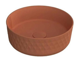 Isvea Artısan Edition Rombo Klasik Tekli 36 cm Seramik Tezgah Üstü Yuvarlak Lavabo Terracotta