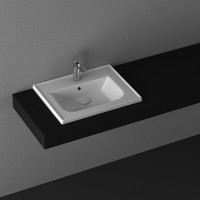 Ece Banyo Linea Klasik Tekli 56 cm Seramik Tezgah Üstü Dikdörtgen Lavabo Beyaz