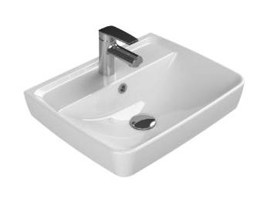 Duru Klasik Tekli 40 cm Seramik Tezgah Üstü Kare Lavabo Beyaz