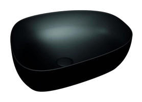 Vitra Outline 5991B483-0016 Tekli 56 cm Seramik Tezgah Üstü Asimetrik Lavabo Mat Siyah