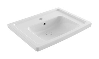 Bocchi Taormina Pro 1007-001-0126 Klasik Tekli 66 cm Seramik Tezgah Üstü Dikdörtgen Lavabo Parlak Beyaz