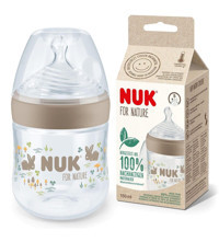 Nuk For Nature Polipropilen Gaz Yapmayan Antikolik Yenidoğan 0-6 Ay Desenli Şeffaf Biberon 150 ml