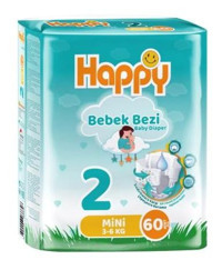 Happy 2 Numara Bantlı Bebek Bezi 60 adet