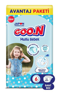 Goo.n Mutlu Bebek 6 Numara Bantlı Bebek Bezi 120 adet