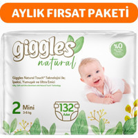 Giggles Natural 2 Numara Organik Bantlı Bebek Bezi 132 Adet