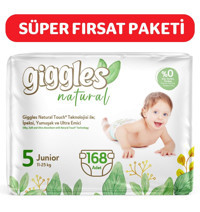 Giggles Natural 5 Numara Organik Bantlı Bebek Bezi 168 Adet