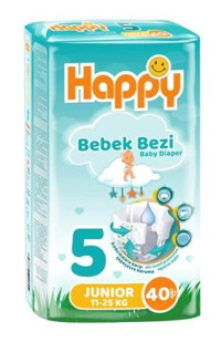 Happy 5 Numara Bantlı Bebek Bezi 40 Adet