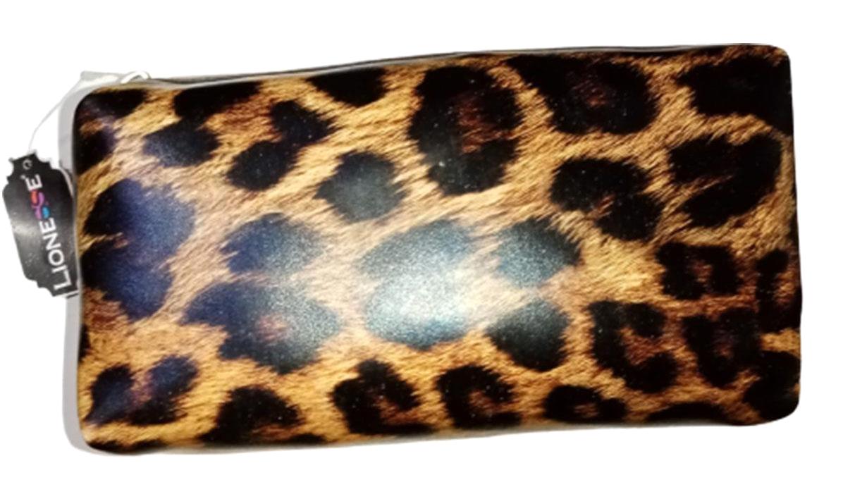 Tarko Lionesse Kahverengi Leoparlı Polyester Orta Boy Makyaj Çantası