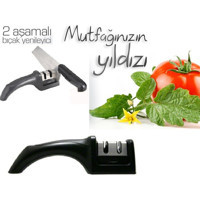 Gizzodo 2 Aşamalı Plastik Paslanmaz Çelik Yassı Bıçak Bileyici
