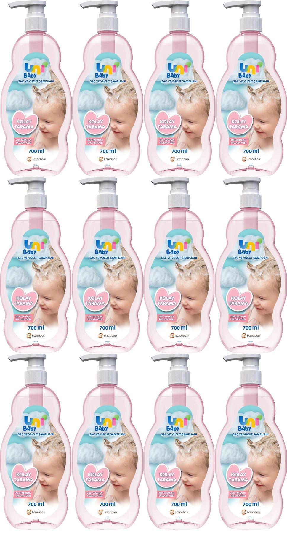Uni Baby Kolay Tarama Göz Yakmayan Yenidoğan Tüm Ciltler Bebek Şampuanı 12x700 ml