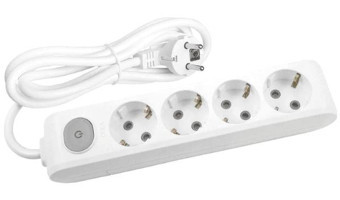 Avarson 3x1.5 TTR 3500 W Topraklı Anahtarlı 4'lü 3 m Uzatma Kablosu Beyaz