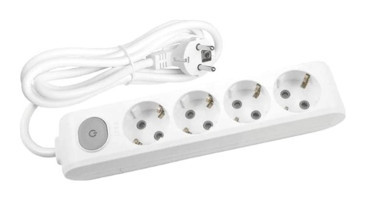 Avarson 3x1.5 TTR 3500 W Topraklı Anahtarlı 4'lü 20 m Uzatma Kablosu Beyaz