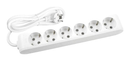 Avarson 3x1.5 TTR 3500 W Topraklı 6'lı 8 m Uzatma Kablosu Beyaz