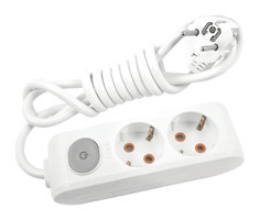 Avarson 3x1.5 TTR 3500 W Topraklı Anahtarlı 2'li 7 m Uzatma Kablosu Beyaz