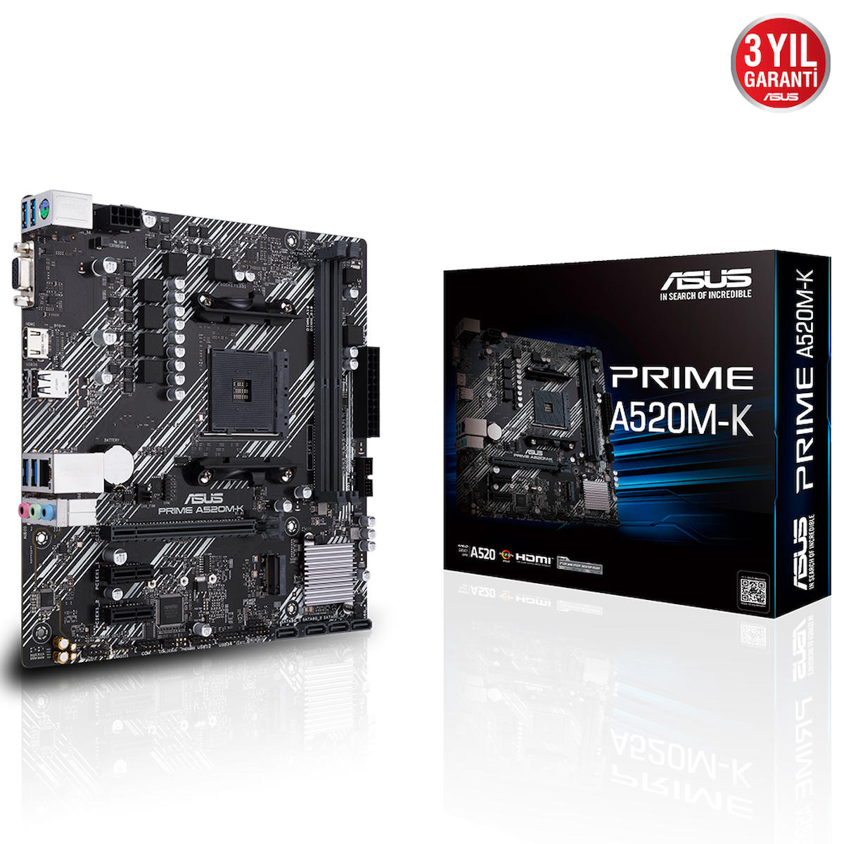 Asus Prime A520M-K AM4 Soket DDR4 Bellek 3200 MHz HDMI Micro ATX AMD Uyumlu Anakart