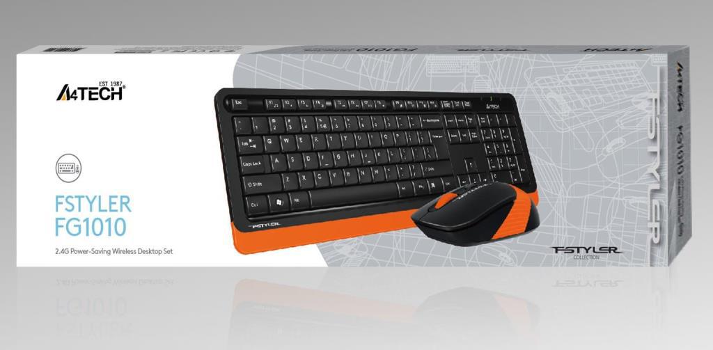 A4tech FG1010 Sessiz Ergonomik Turuncu Kablosuz Klavye Mouse Seti