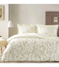 Taç Lesly Saten 4 Mevsim 200 x 220 cm Çarşaflı Çiçekli Çift Kişilik Nevresim Takımı Krem