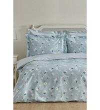 Karaca Home Daisy Pamuklu 4 Mevsim 200 x 220 cm Çarşaflı Çiçekli Çift Kişilik Nevresim Takımı Mavi