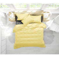 Mulberry Estonia Pamuklu 4 Mevsim 200 x 220 cm Çarşaflı Düz Çift Kişilik Nevresim Takımı Sarı-Siyah