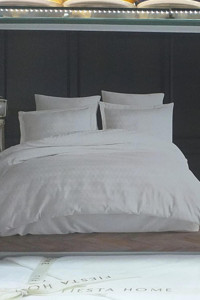 Fiesta Nev Geometric Pamuklu 4 Mevsim 200 x 220 cm Çarşaflı Desenli Çift Kişilik Nevresim Takımı Krem
