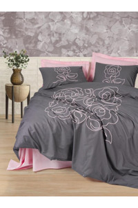 Cotton Box Brode Ranforce 4 Mevsim 200 x 220 cm Çarşaflı Desenli Çift Kişilik Nevresim Takımı Pembe