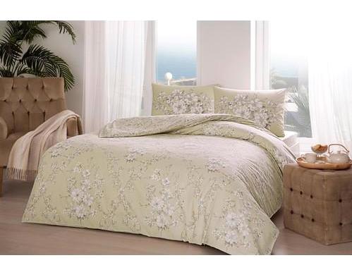 Taç Lily Pamuklu 4 Mevsim 200 x 220 cm Çarşaflı Desenli Çift Kişilik Nevresim Takımı Bej
