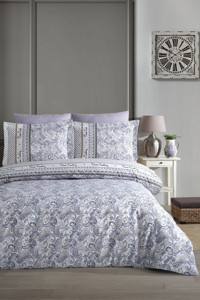Pierre Cardin Etnic Ranforce 4 Mevsim 200 x 220 cm Çarşaflı Desenli Çift Kişilik Nevresim Takımı İndigo