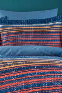 Varol Laura Home Linear Bambu Saten 4 Mevsim 200 x 220 cm Çarşaflı Desenli Çift Kişilik Nevresim Takımı Çok Renkli