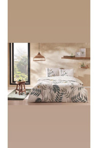 Taç Liana Pamuklu 4 Mevsim 200 x 220 cm Çarşaflı Desenli Çift Kişilik Nevresim Takımı Bej